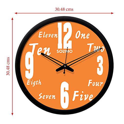 Image of Amazon Brand - Solimo 12-inch Wall Clock - MARK (Silent Movement, Black Frame)