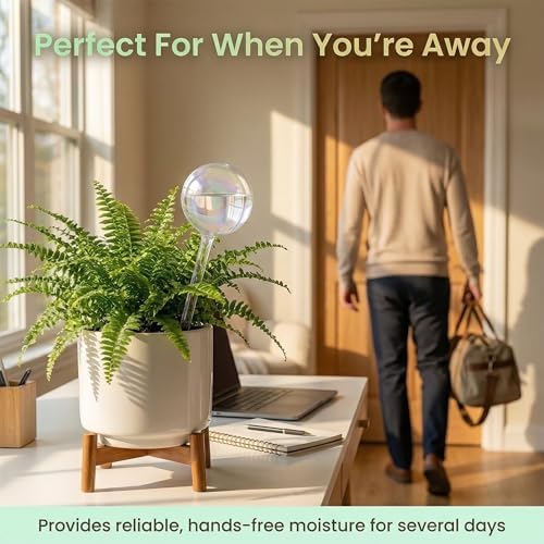 4-Pack Large Iridescent Self Watering Globes - Self Watering Bulbs for Indoor & Outdoor Plants - Hand-Blown Water Globes - Aqua Globes for Plants - Measures 8.8" L x 3" D / 7 oz — view 4