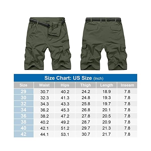 Jessie Kidden Cargo Shorts for Men Stretch Outdoor Casual Lightweight Quick Dry Fishing Hiking Shorts (CA6222 Army Green 36) - Image 7