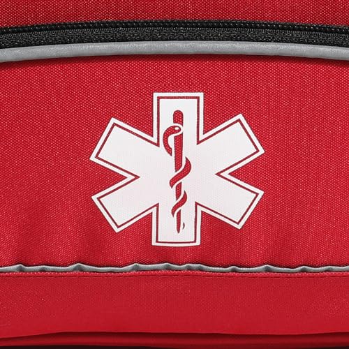 Image of Empty Red First Responder Bag On Call Trauma Bag EMT First Aid Carrier for Paramedics and Emergency Medical Supplies Kit (Red)