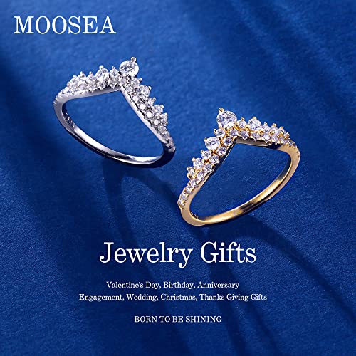 MOOSEA Moissanite Curved Wedding Band for Women, D Color VVS1 Clarity Lab Created Ring Chevron Wedding Band Moissanite Rings for Women Anniversary Jewelry Gifts2