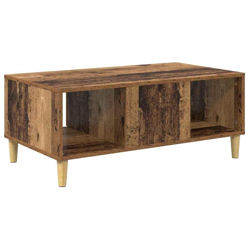 Tavolino da salotto legno vecchio 90 x 50 x 26,5 cm con cassetto e ripiani, mobiletto contenitore salvaspazio per soggiorno, camera, ufficio, design moderno vintage industriale
