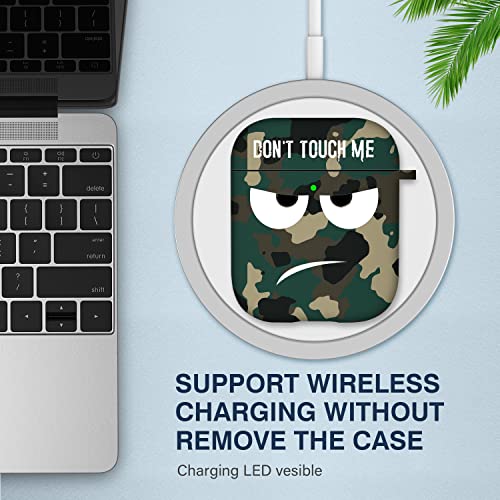 Image of for Airpods Case, Don't Touch Me for Airpods Cover with Keychain /Lanyard Soft Cute Shockproof Cover for Women Men Compatible with for Airpods 2 /1 Charging Case,Green