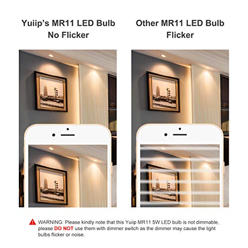 Yuiip 5W Mr11 Gu4 Led Light Bulbs 12V 20W 35W 40W Halogen Bulb Replacement Soft Warm White 3000K Recessed Spotlight Lamp For Landscape Track Lighting, Not Dimmable, 38°, 400Lm, Pack Of 6 #TOP3