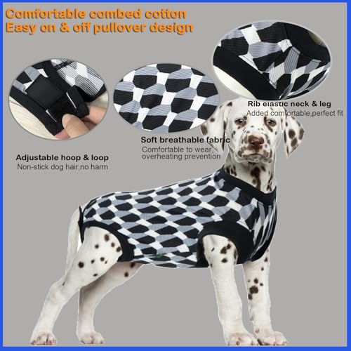 Image of Dog Surgery Recovery Suit,Male Neuter Recovery Large Onesie Female Spay Cone Alternative Recovery Suit,Hoop & Loop Comfortable Surgical Bodysuit,Shaped Black L