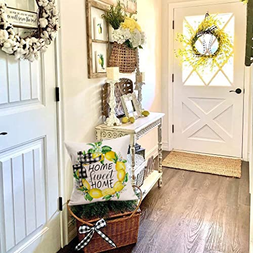 Easternproject Summer Lemon Pillow Covers 18X18 Inch Black White Buffalo Plaids Truck With Lemonade Flowers Leaves Black White Buffalo Lemon 18 X 18-Inch #TOP2