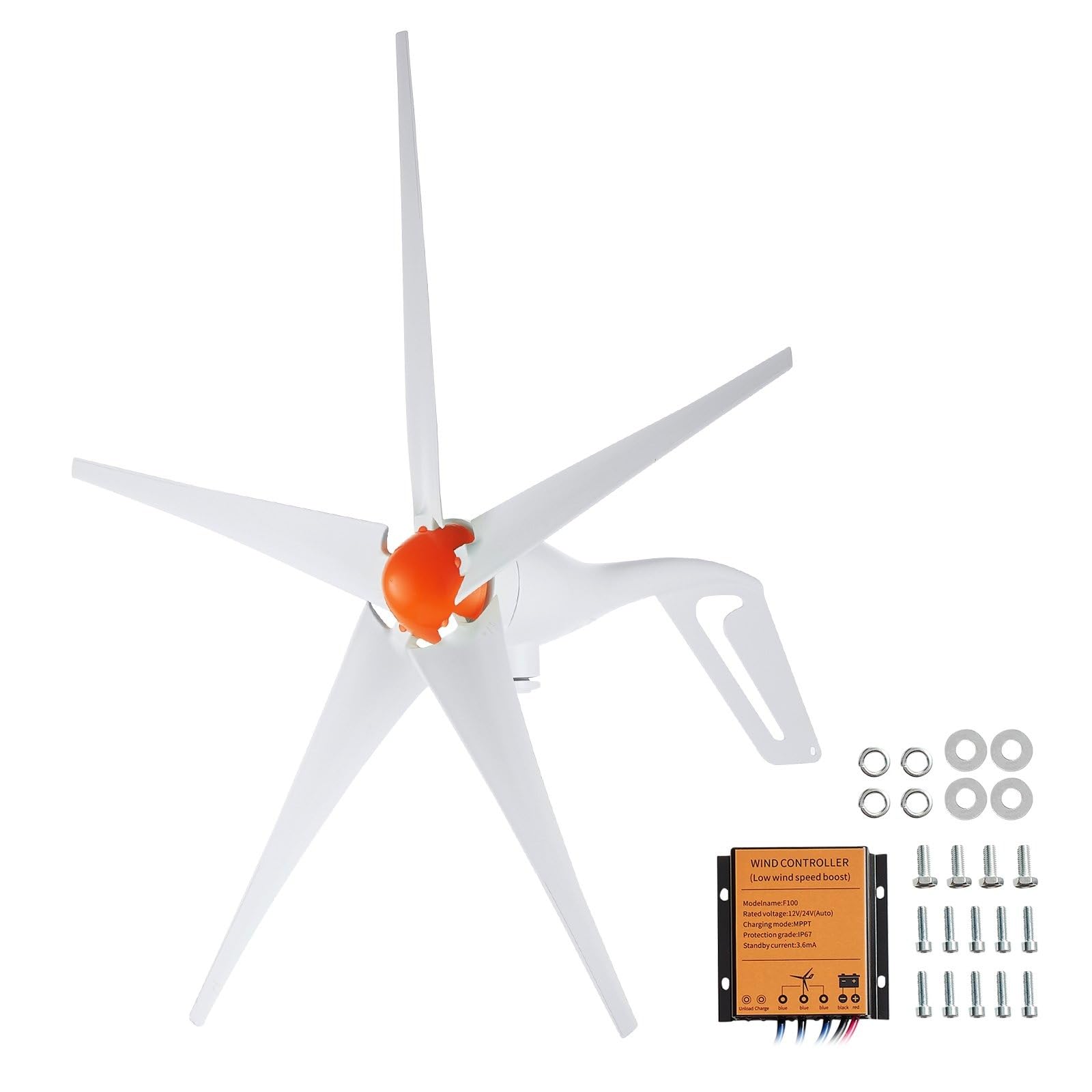 Generator turbiny wiatrowej 500 W z kontrolerem MPPT, 5 łopatek, regulowany kierunek wiatru dla energii poza siecią, idealny do domu, gospodarstwa, kampera, systemu zasilania łodzi