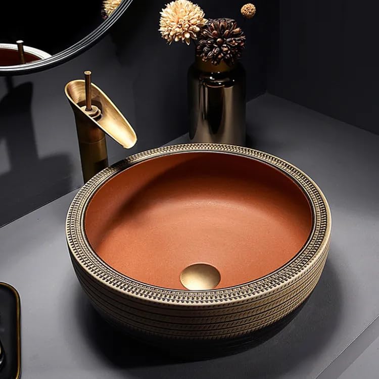 B Backline Ceramic Table Top Wash Basin/Countertop Basin Bathroom Sink/Art Basin For Bathroom & Livingroom 16 X 16 X 6 Inches (Matt)