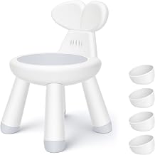 Toddler Chair for Table, Plastic Kids Chairs for Table with Ergonomic Backrest, Anti-Slip Toddler Indoor Outdoor Chair & Step Stool for Bathroom Kitchen, Easy Clean PP,White