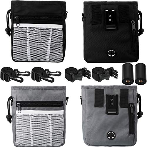 2 Pieces Dog Treat Training Pouch and 2 Rolls Dog Waste Bags,3 Ways to Wear Dog Treat Pouch with Waist Shoulder Strap, Built-in Waste Bag Dispenser Treat Training Bag for Treats, Kibbles, Pet Toys