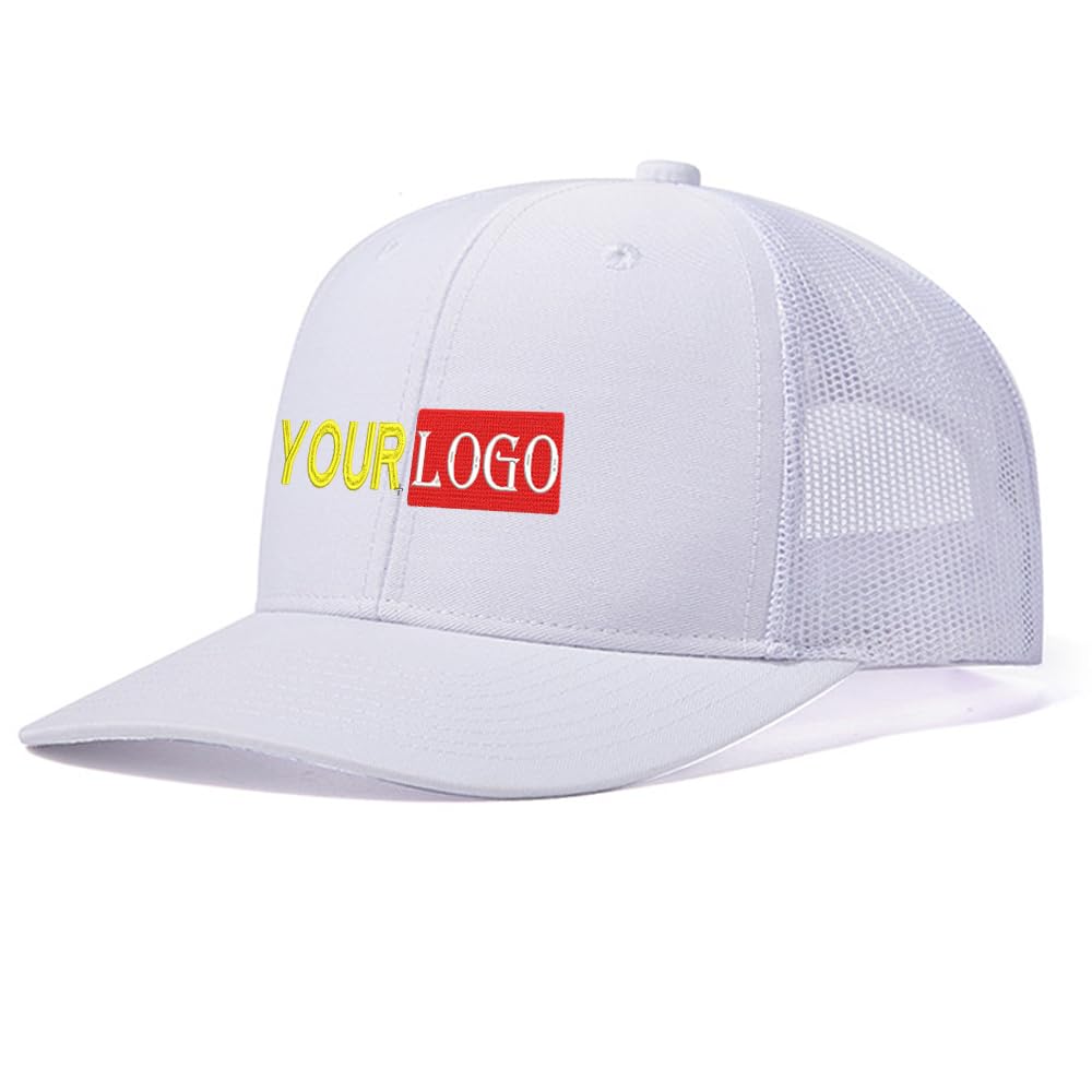 Personalized Embroidered 112 Trucker Cap for Men & Women Mesh Baseball Cap Custom Your Text&Logo Here Personalized Baseball Hat White