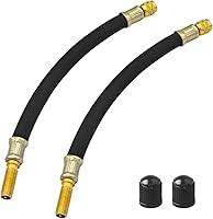 Vista 1 de BESULEN 2 adaptadores de válvula de neumático, adaptador de vástago de válvula de extensión flexible de 7.9 pulgadas, manguera de extensión de bomba