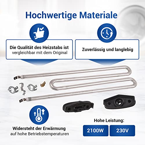 VIOKS Heizelement 230V 2100W Heizstab Ersatz für Мiele Heizstab 6260482 6260483 6260485 & Heizstab IRCA 4043769 - Heizung 230V Heizstab Ersatz für Waschmaschinen