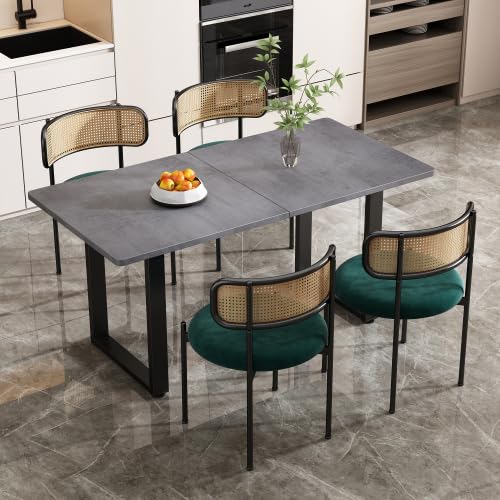 Merax Mesa de comedor de estilo industrial, mesa de comedor rectangular de hierro, mesa gris para comedor y cocina, mesa moderna de ocio, simple y práctica
