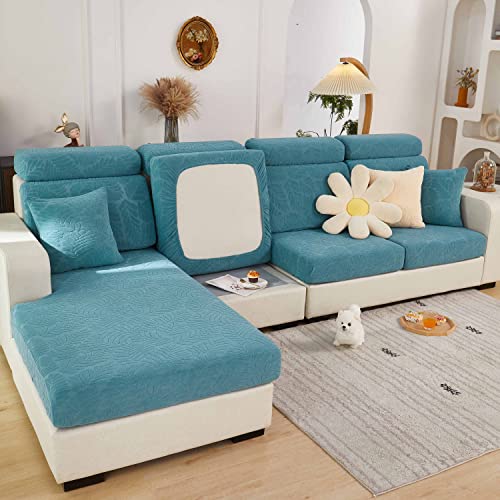 2023 New Wear-Resistant Universal Sofa Cover, Stretch Couch Cushion Slipcovers Replacement, Anti-Slip L Shape Sofa Covers, Chaise Lounge Sofa Slipcover (Leaves Sea Blue,Large Triple Seat Cover) #TOP12