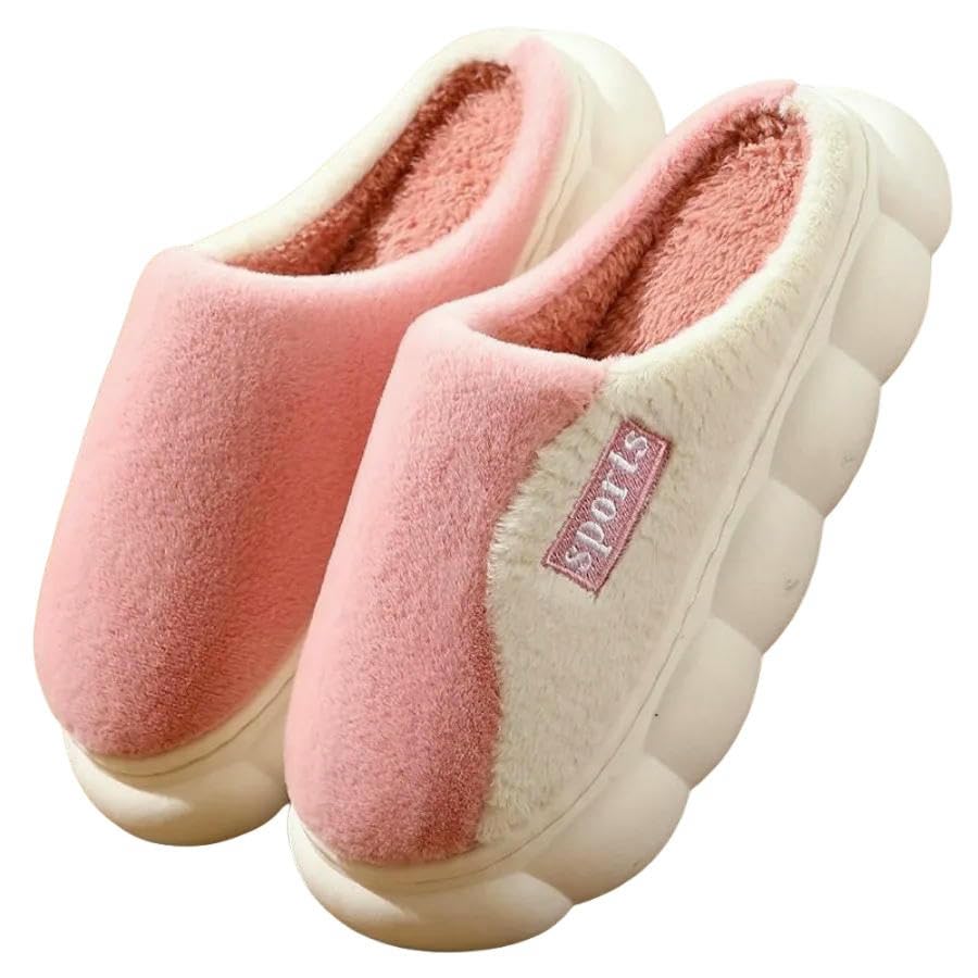 Slippers Winter Cotton Slippers For Women Couple Thick Sole Warm Home Non-Slip Plush Slippers