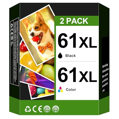 61XL Ink Cartridges Compatible for Ink 61 for 61 Ink Cartridge Works for Envy 4500 4501 4502 5530...