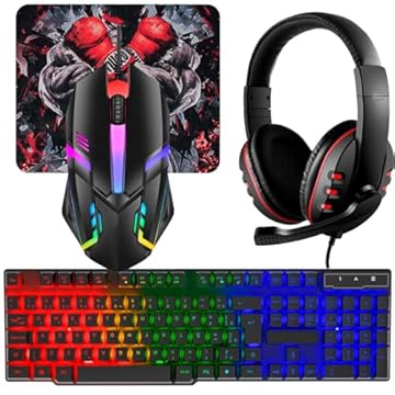Kit Gamer Teclado Semi Mecânico Rgb + Mouse Led em 7 Cores + Headset Com Microfone