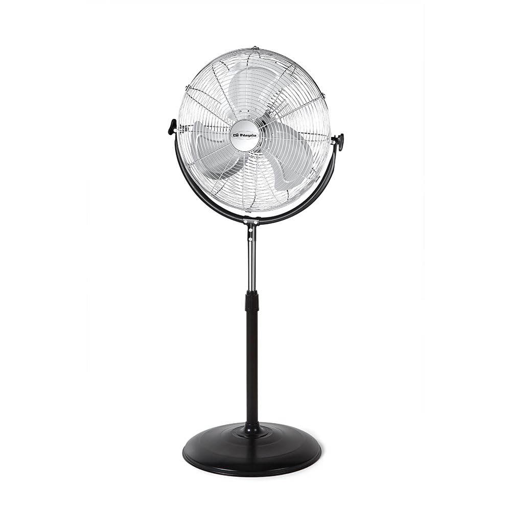 Orbegozo PWS 1950 - Ventilador de pie industrial, 3 velocidades, aspas metálicas, asa de transporte, 155 W, negro y plateado