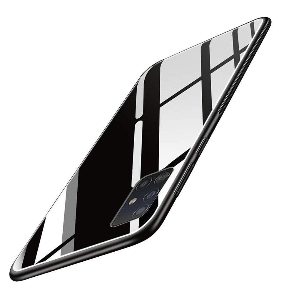 Designerz Hub® Samsung Galaxy M51 Luxurious Toughened Glass Back Case with Shockproof TPU Bumper Back Case Cover for Samsung Galaxy M51 -Black (B08HS5CHZV) Amazon Price History, Amazon Price Tracker
