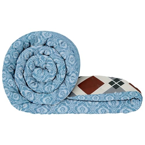 Image of Double Bed Comforter 180 GSM (220x250 CM) | Reversible Comforter Set Double Bed | AC Comforter Double Bed Cotton | All Season Comforter Double Bed Set | Quilt Blanket - Beige & Grey