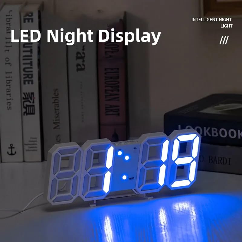 VIVITO 3D LED Digital Wall Clock with Auto-Dimming Display & Alarm | USB Powered, Time/Date/Temperature Display | Modern Wall & Table Clock for Home, Office | Multicolor | (Pack of 1) 4