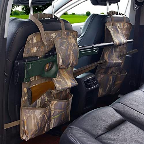 Verpiason 2PCS Tactical Car Seat Back Organizer Molle Vehicle Gun Rack Holder for Rifle Shotgun with Storage Pocket (Camo)