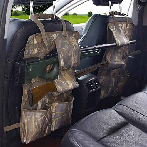 Verpiason 2Pcs Tactical Car Seat Back Organizer Molle Vehicle Gun Rack Holder For Rifle Shotgun With Storage Pocket (Camo) #TOP1
