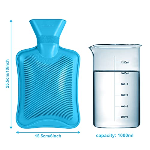 ACWOO Wärmflasche Ohne Bezug, Mini Wärmflasche 1L, Thermoplast Wärmeflasche Sichere und Haltbare Naturkautschuk Bettflasche, Hot Water Bottle für Kinder und Frauen Erwachsene Wärmflaschen Geschenke