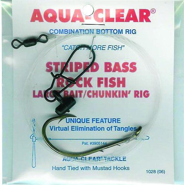 Aqua Clear ST-7BHFF Striped Bass Fish Finder Rig, Size 7/0, Nickel Finish