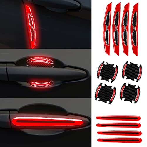 CYWVYNYT Reflektierende Autoaufkleber, Karosseriedekoration, reflektierende Aufkleber, Kratzfest, Sicherheitswarn-Türaufkleber, wasserdicht, reflektierend (rot)