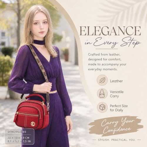 Bolso bandolera vintage de cuero para mujer pequeño miniatura 2