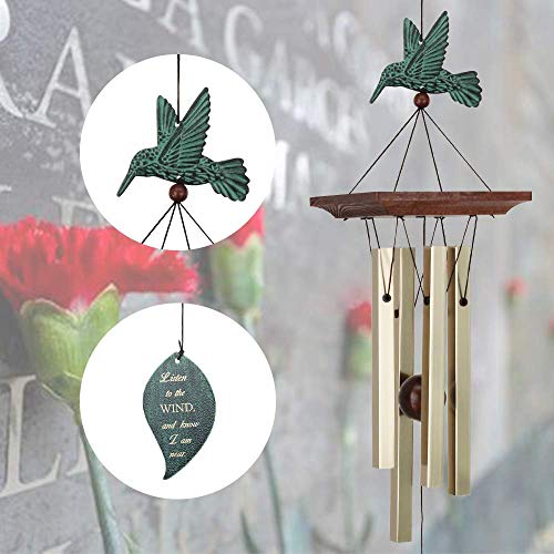 Image of ASTARIN Hummingbird Wind Chimes Personalized, Small Memorial Wind Chimes Outdoor, Wind Chimes with 4 Square Metal Tubes for Patio Home Yard Housewarming Hanging Decor,Bird Collection