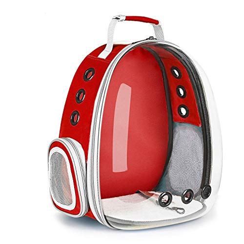 Image of 24x7 eMall Pet Backpack Carrier Transparent Capsule Red for Cats Small Dogs