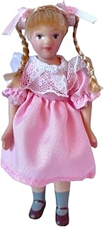 Melody Jane Dolls Houses Dollhouse Little Girl in Traditional Pink Dress Porcelain 1:12 Scale People