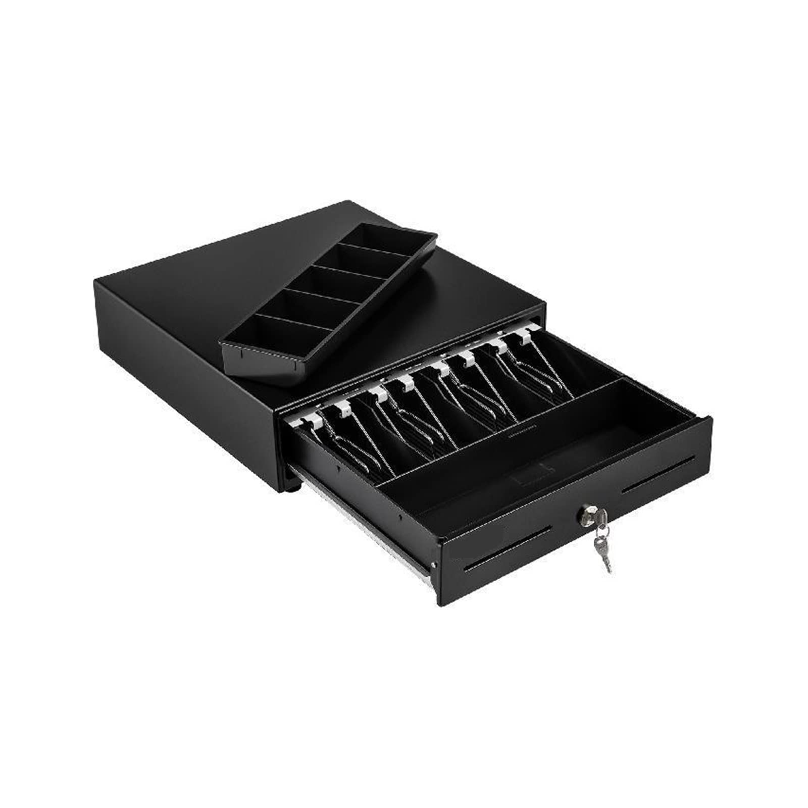 Gqnblvhzupdm 4 Bill 5 Coin Cash Register Drawer 13" 2 Unlocking Ways Fully Removable Design With Tray Keys Included Compact Size,High Stability(4 Bill 5 Coin)