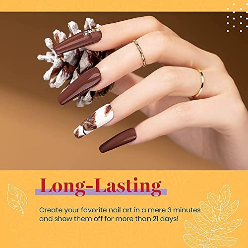 Image of Beetles Fall Gel Nail Polish Set, 6 Colors Shimmer Gel Nail Polish | Brown Yellow Orange Burgundy Red Glitter Gel Nail Polish Soak Off UV Nail Art Design Manicure Gifts for Women