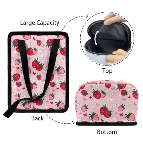 Image of KEIAHUAN Pink Strawberry Car Trash Can Hanging Cute Detachable Garbage Bag for Back Seat Foldable Multipurpose Trash Bin Container Storage Suitable for Sedans, SUVs, Vans