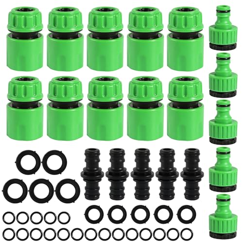 20 Pièces Embout Tuyau Arrosage, Kit de Raccord Tuyau d'Arrosage 1/2 Pouce, Adaptateur Robinet Tuyau Arrosage Jardin, Adaptateur Tuyau Arrosage pour Tuyau de...