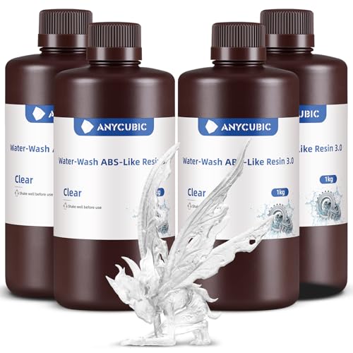 Image of ANYCUBIC Water Washable ABS-Like Resin 3.0 Bundle, 3D Printer Resin, High Toughness and High Precision, Easy to Post-Process, Low Odor, Wide Compatibility for All LCD 3D Printers (Clear, 4kg)