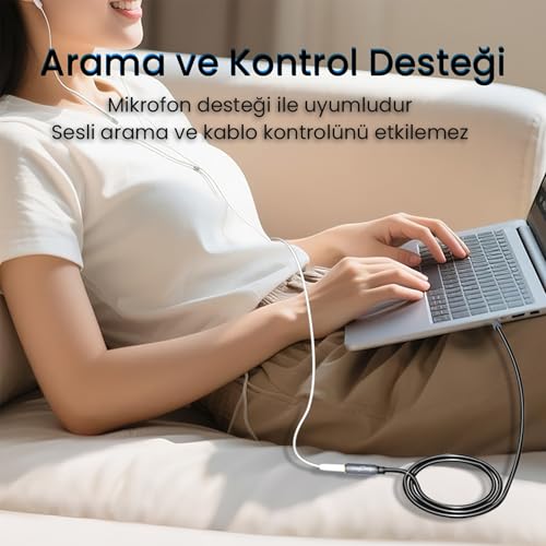 VegGieg 3.5mm TRSS Aux Kulaklık Mikrofon Ses Uzatma Kablosu 2 Metre