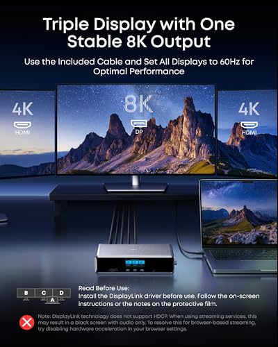 Anker Prime Docking Station (DL7400), 14-Port Triple Display with DisplayLink, 140W Max, Smart Display, Triple 4K 60Hz, Cooling Fan, for macOS and Windows (The Latest DisplayLink Driver Required) - Image 5