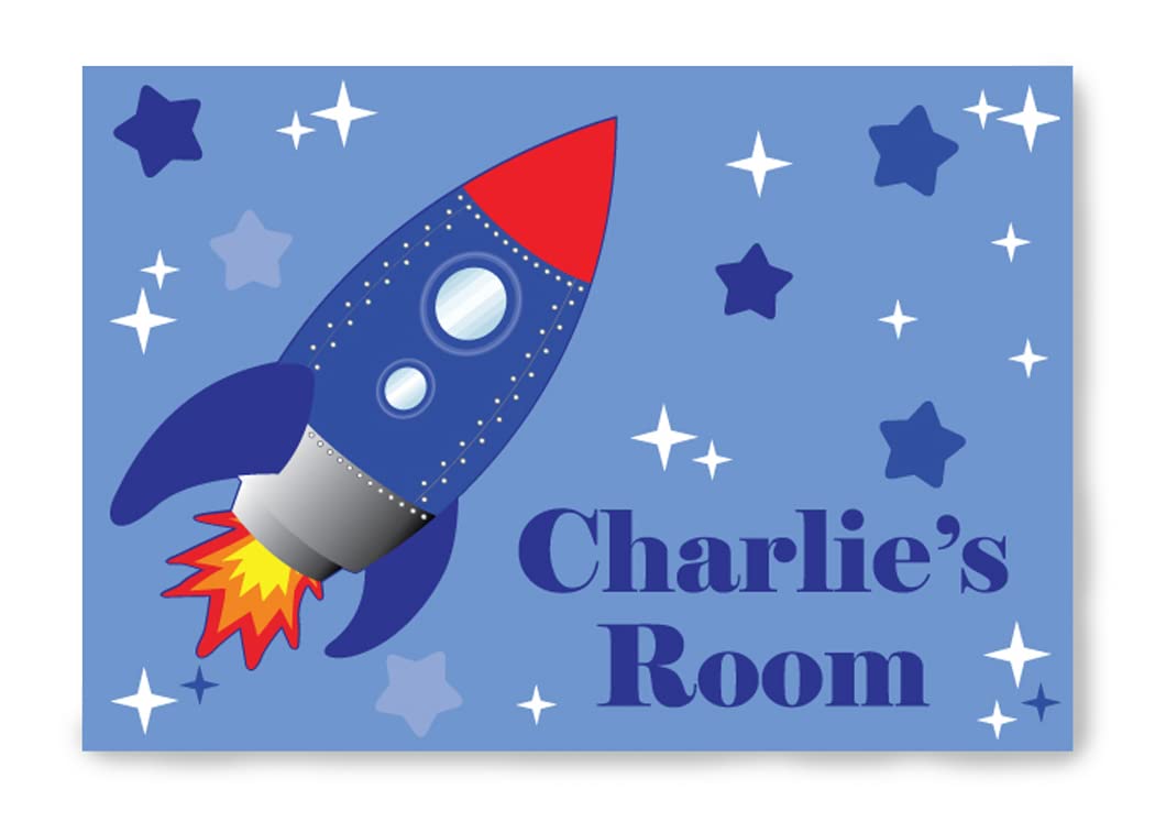 Stickers On Your Wall Personalised Rocket & Stars Door Sign Vinyl Stickers Decal Children's Room Bedroom Kids