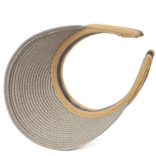 Women Men Straw Sports Tennis Golf Sun Visor Hats (Grey) #TOP2