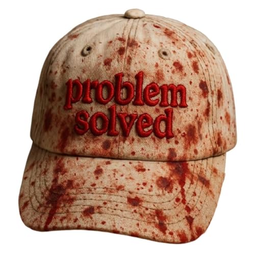 Problem Solved Chapeau d'Halloween unisexe décontracté avec taches de sang foncé - Accessoire de costume d'horreur d'Halloween amusant (Royaume-Uni, Alpha, taille unique, B)