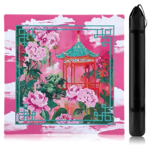 Dunzy 33'' x 33'' Mahjong Mat with Bag,Pink and Green,Garden
