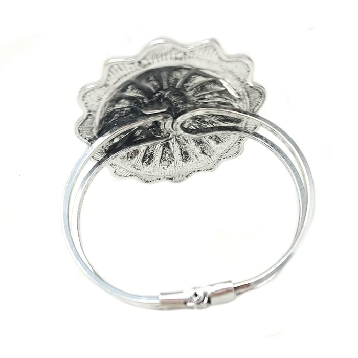 Emulily Western Concho Design Oval Hinge Bracelet (Turquoise) Boho Hinge3