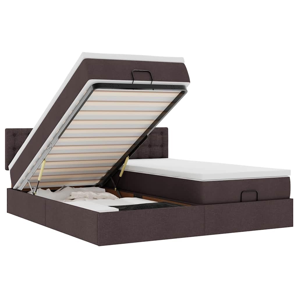 Ottoman Betten 180 x 200 cm, marrone scuro, spazio letto matrimoniale con materasso a molle insacchettate, 280 kg, robusto letto imbottito per camera da letto e camera degli ospiti