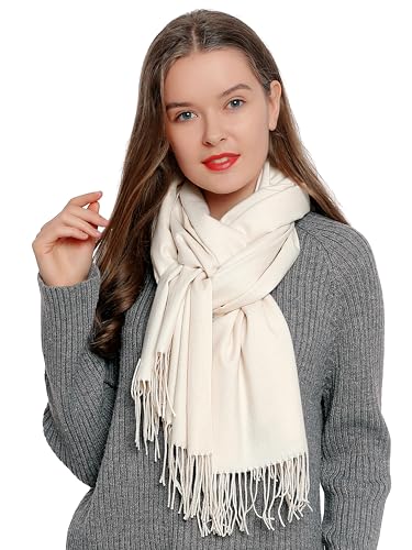 DonDon Bufanda mujer invierno Chal Estola Cálido y suave 185 x 65 cm - crema