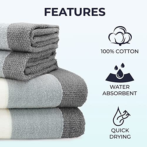 Velosso 3 Pack 100% Cotton Striped Multi Supreme Cotton Towels Hand Bath Towel, Quick-Dry, Soft Absorbent, Striped Design Hotel Spa, Fade Resistant (Grey, Hand Towels) - Cosy Home Interiors Velosso 3 Pack 100% Cotton Striped Multi Supreme Cotton Towels Hand Bath Towel, Quick-Dry, Soft Absorbent, Striped Design Hotel Spa, Fade Resistant (Grey, Hand Towels) - Image 2